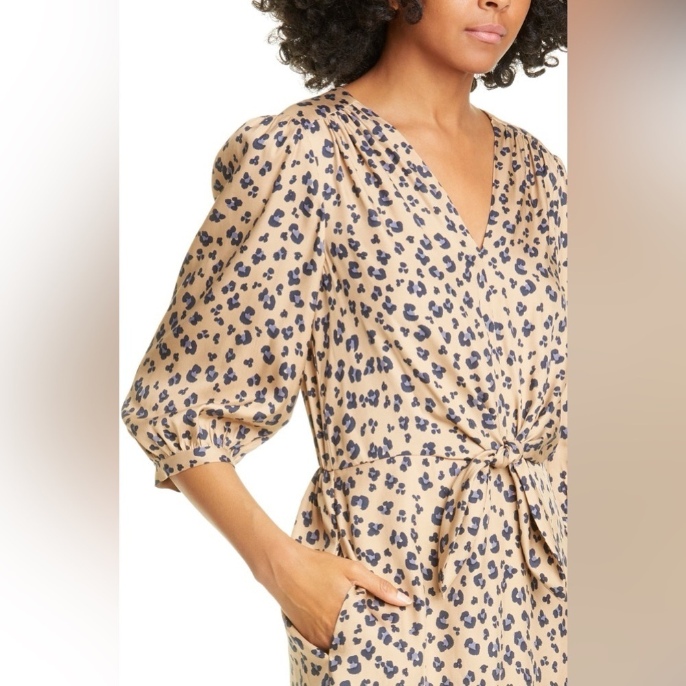 REBECCA TAYLOR Cheetah-Print Blouson Silk Dress NWT Size 6 - Picture 5 of 12